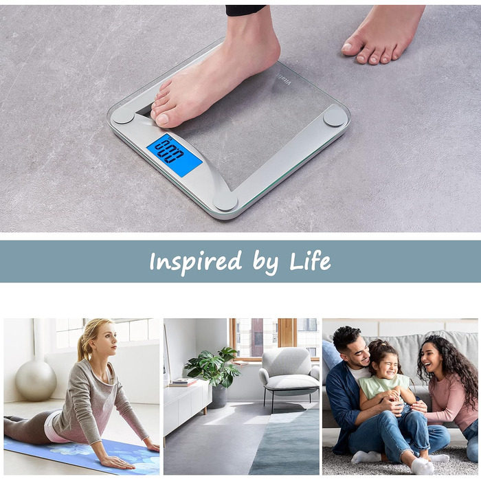 Ваги для ванної кімнати Vitafit Scale Body Fat Scale з додатком 180 кг, шкала складу тіла з Bluetooth, ваги для людей з жиром і м'язовою масою, ІМТ, білок, BMR, чорний (цифрові ваги)