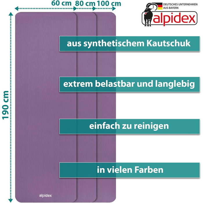 Килимок для йоги ALPIDEX 1,5 см нековзний з ремінцем (рожевий)