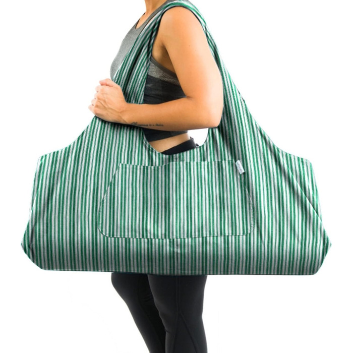 Сумка для килимка для йоги Yogiii arge, переноска для сну arge Yoga Mat W/Side Pocket Striped Corana Red (L, Emerald Green Striped)