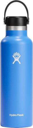 Термобутилка HYDRO FLASK Standard Mouth 621 мл з нержавіючої сталі, ізольована спортивна пляшка з герметичною кришкою Flex та ремінцем, для води, придатна до миття в посудомийній машині, Cascade