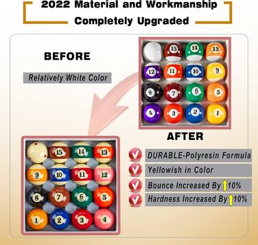 Більярдні кулі Аксесуари для більярдного столу 2-1/10,2 см Розмір правила 16 Більярдні кулі Більярдний набір (Tournament TV)