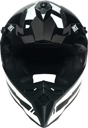 Мотошолом FMX-02 для бездоріжжя, 2 розміри, чорний/білий, знімні щоки, регульований козирок, знімний внутрішній підклад, S