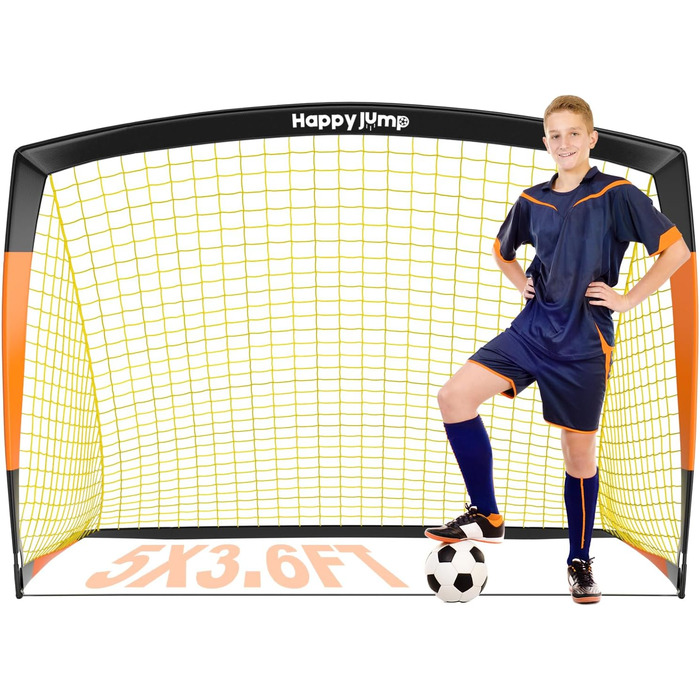 Ворота футбольні Happy Jump для саду, Black Orange, 5x3.6 FT