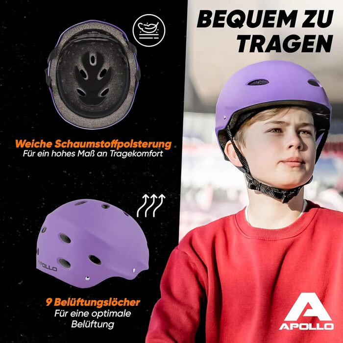 Дитячий та дорослий захисний шолом Apollo для скейтборду, самокату, BMX, з регулюванням розміру, різні кольори