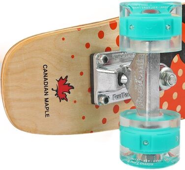 Скейтборд FunTomia Mini-Board Cruiser 57см виготовлений з 7-шарового дерева канадського клена, в т.ч. кулькові підшипники Mach1 ABEC-9 (Orange Skater / з бензиновими світлодіодними колесами)