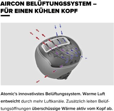 Гірськолижний шолом ATOMIC BACKLAND Light & Safe - Максимальна амортизація - Активна система вентиляції Aircon - 3D амбушури система 360 Fit для ідеальної посадки Black 55-59