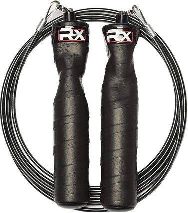 Скакалка Rx Smart Gear Black Ops, ергономічні ручки з Trans Black Cable Buff 3.4 Скакалка Jump Smart з обтяженням для спорту та фітнесу, кросфіту, ММА, HIIT, кардіо тренування чорна 8'6'