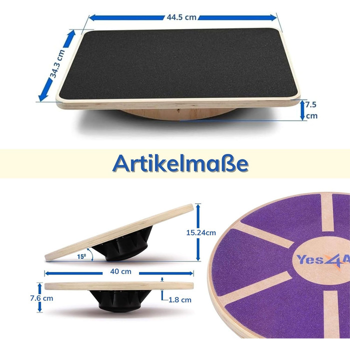 В комплекті, плакат для вправ з ручкою та нековзною поверхнею Пластикова дошка для хитання преміум-класу Ø 40 см - Ø 41 см, більш барвиста для вашої стабільності та тренування всього тіла Combo Balance Board Wood, 4All Balance Board