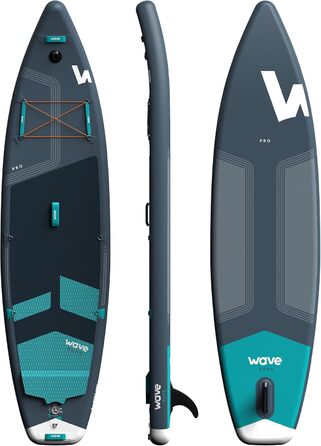 Пакет Wave Pro Professional SUP Надувна дошка для веслування преміум-класу Товщина 15,2 см включаючи аксесуари iSUP, сидіння для заміни байдарки, сумку для перенесення, повідець для щиколотки, ручний насос Широка стійка, нековзна палуба 10 футів темно-син