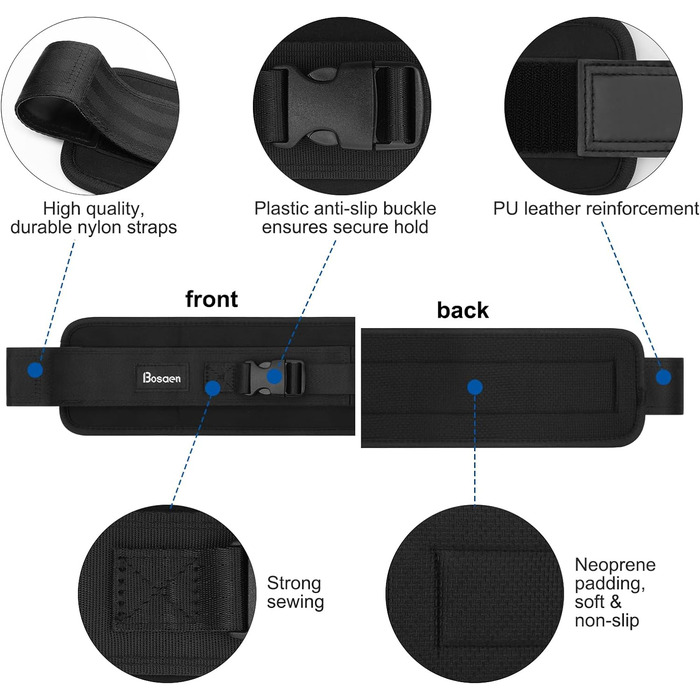 Пояс тяги стегнами Bosaen, пояс з гантелями з нековзною підкладкою товщиною 6,5 мм для безпеки та скидання тиску, пояс Booty з більшим навантаженням, простий у використанні з гантелями, гирями