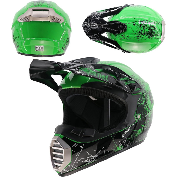 Дитячий і дорослий мотокросовий шолом Fullface для MTB, Downhill, BMX, мотоцикла, з окулярами і рукавичками