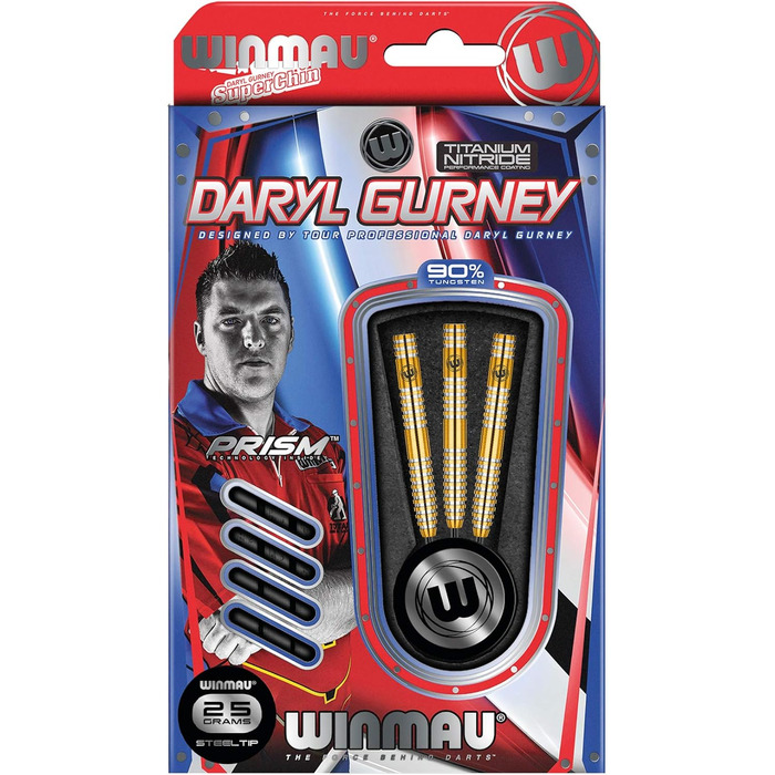 Дартс WINMAU Daryl Gurney Gold Wolfram зі сталевими наконечниками, титанове нітридне покриття, новинка