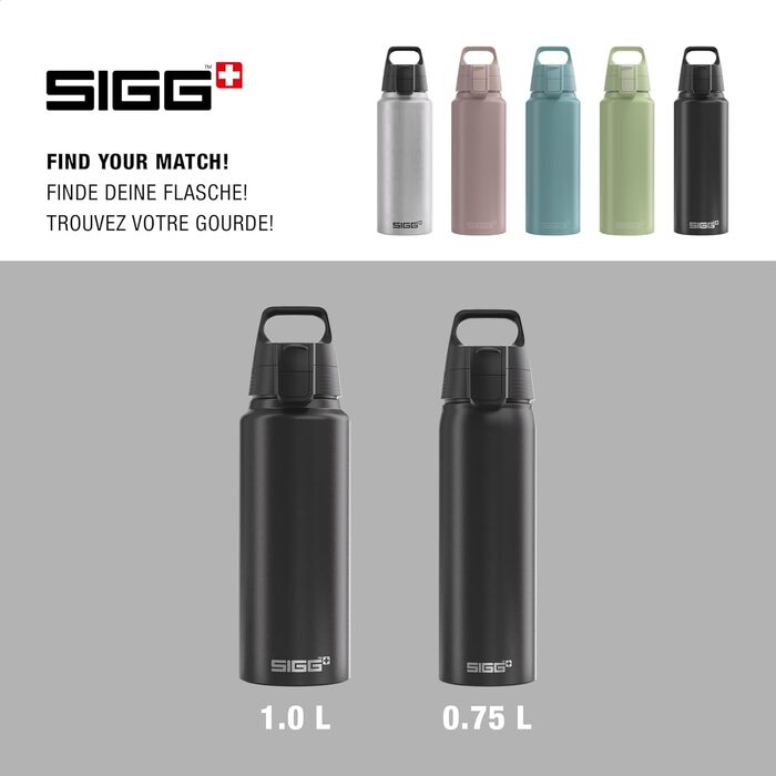 SIGG Алюмінієва пляшка для води WMB One, Швейцарія, для газованих напоїв, герметична, легка, без BPA, 1 л та 0,75 л, для спорту і туризму