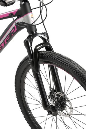 Алюмінієвий гірський велосипед BIKESTAR Hardtail Shimano 21 швидкісна передача, дискове гальмо 26 дюймові шини 13-дюймова 16-дюймова рама Alu MTB СПРОБУЙТЕ БЕЗ РИЗИКУ 16-дюймовий кадр Чорно-рожевий