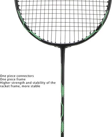 Набір ракеток для бадмінтону, карбон, 3 волани, унісекс (чорний/зелений)