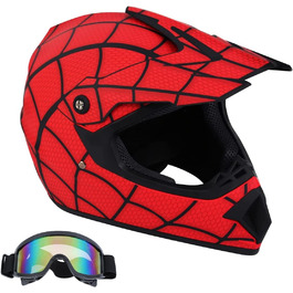 Дитячий мотокросовий шолом Senhill Spiderman, повнолицевий, DOT, з окулярами, для мотоцикла, велосипеда, унісекс