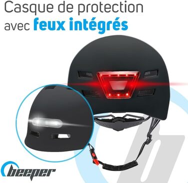 Шолом BEEPER ME135S-N з інтегрованим підсвічуванням, унісекс, чорний, розмір S – для підлітків