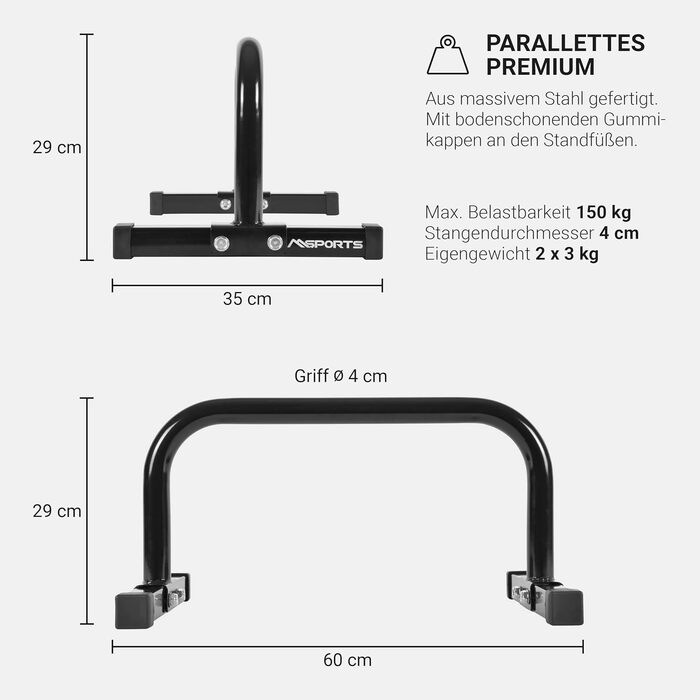 Низькі фітнес-паралетки Minibarren Professional LxWxH 60x35x29 см Бруси для віджимань Grips (чорний)