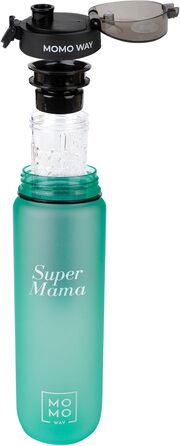 Пляшка для води MOMO WAY Super Mama Тританова пляшка для води з контейнером для фруктів Багаторазовий подарунок Mother без BPA Закриття в 1 клік Super Mama 1000 мл 1000 мл Super Mama 1000 мл