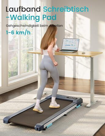 Бігова доріжка THERUN Walking Pad 2.5HP з безшумним мотором з амортизаційними килимками для ходьби та бігу підтюпцем, місткість 120 кг, фітнес-бігові доріжки з ширшим біговим ременем, світлодіодний дисплей для дому/офісу темно-сірий