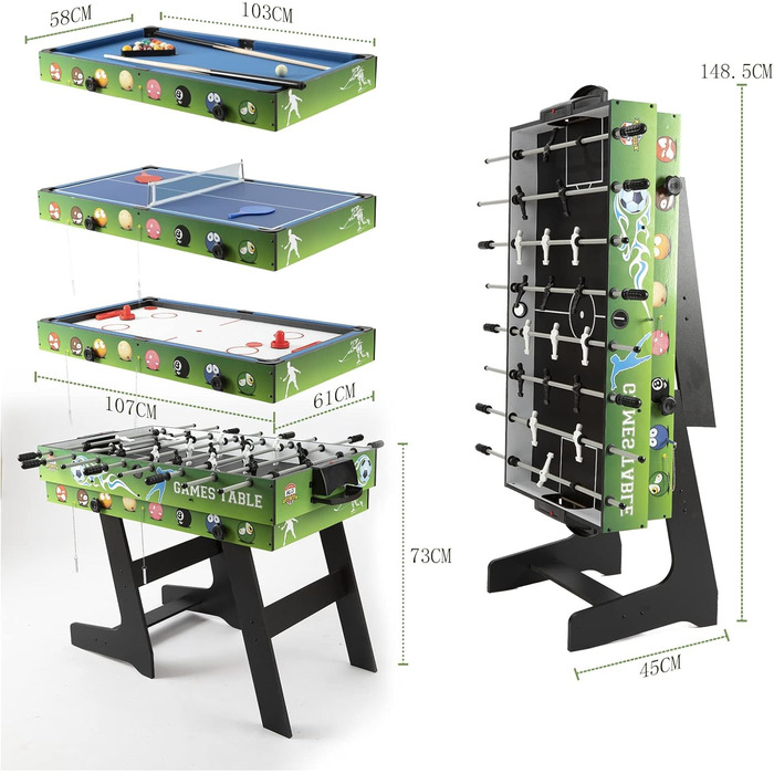 Складаний стіл HLC 4 в 1: футбол, більярд, теніс, хокей