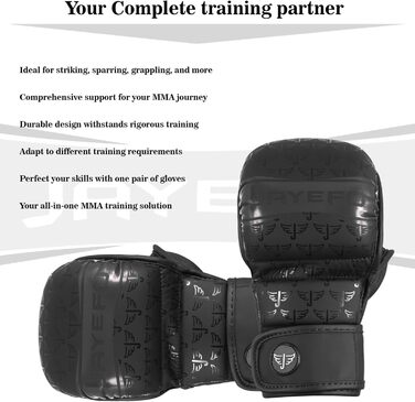 Jayefo MMA рукавички для спарингу та греплінгу з відкритою долонею, підтримка зап'ястя, універсальні для чоловіків і жінок, для MMA, боксу, муай тай, кікбоксингу