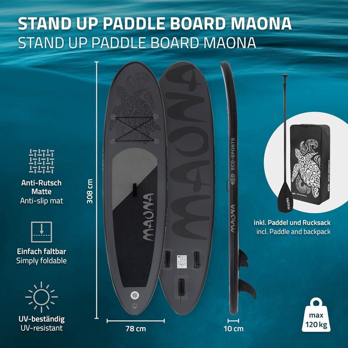 Надувна SUP-дошка для веслування стоячи 305/308/320/380 см, до 120/150 кг, товщина 10/15 см, з каяк-сидінням, комплект: сумка, весло, різні моделі