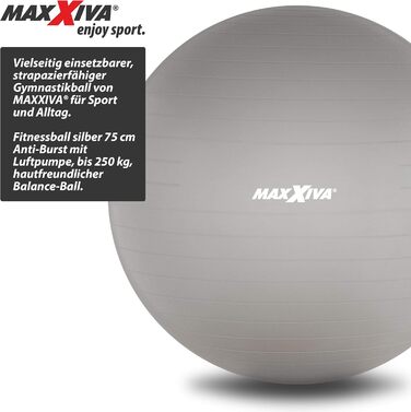 М'яч для фітнесу MAXXIVA Anti-Burst 75 см, до 250 кг, Срібло