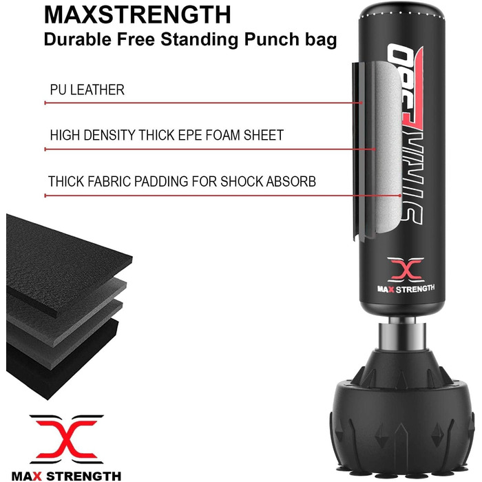 Груша MaxStrength 1,7/1,8 м для єдиноборств, ММА (Black Strike)