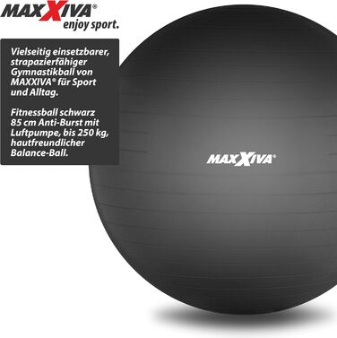 М'яч для фітнесу MAXXIVA Anti-Burst 85 см, до 250 кг, чорний