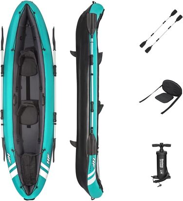 Набір надувних човнів Bestway Hydroforce Ventura Kayak на 2 особи з ручним насосом, веслом і сумкою для зберігання Двомісна байдарка 2021