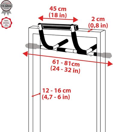 Підтягувач Ultrasport Door, багатофункціональний, без свердління, сірий/чорний