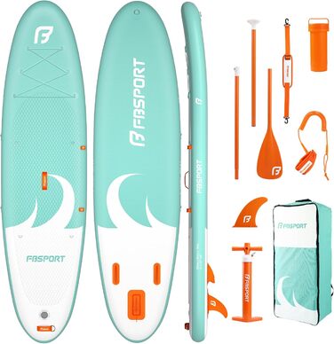 Надувна SUP-дошка FBSPORT для дорослих і підлітків, 15 см, з регульованим веслом, насосом, рюкзаком і плавником – для озер, річок і моря