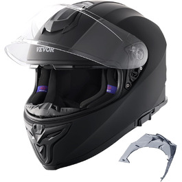 Мотошолом VEVOR інтегральний S, ABS, Bluetooth, змінне скло, DOT, чорний, для підлітків і дорослих