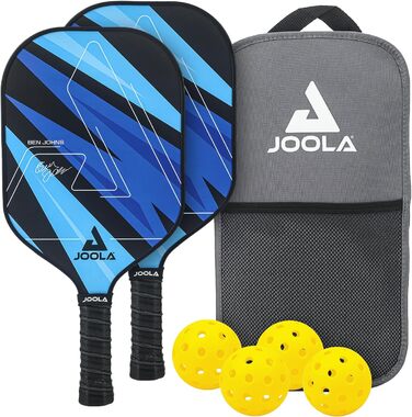 Набір JOOLA Pickleball Blue Lightning Включає 2 ракетки, 4 м'ячі та сумку, ідеально підходить для рекреаційних гравців синій 7 шт. (Blue Lightning)