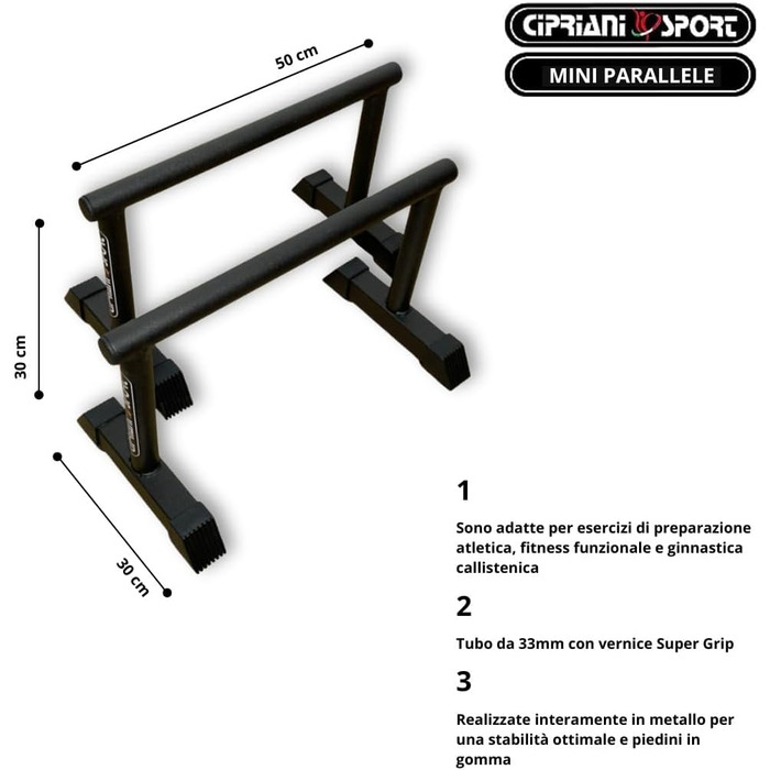 Міні-паралетки CIPRIANI SPORT - Металеві, стійкі, нековзкі, 50x30x30 см