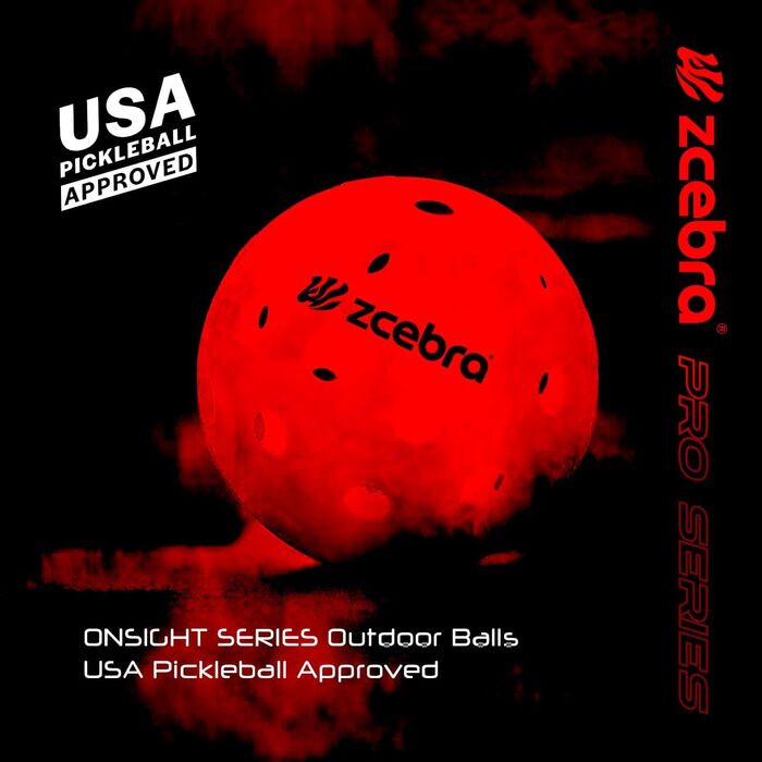 М'ячі ZCEBRA Pickleball 40 отворів, 12 шт., USAPA, для приміщень/вулиці