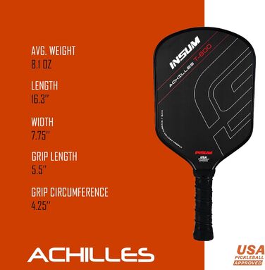 Ракетка для піклболу 16 мм з сумкою 800 Achilles Pickleball Paddle