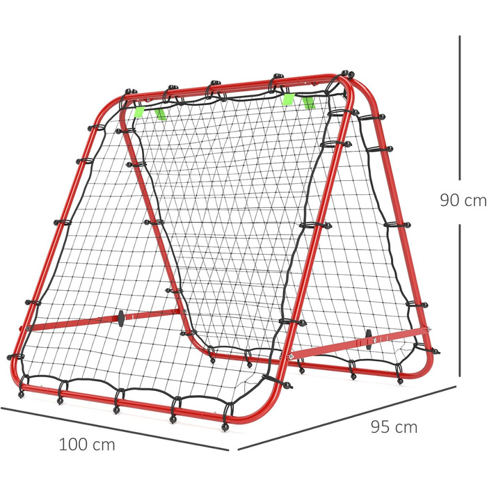 Відскік HOMCOM Football Rebounder, двосторонній, 100x95x90 см, Червоний