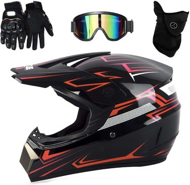 Дитячий мотокросовий шолом D.O.T, повнолицевий, для квадроцикла, BMX, Downhill, червоний, XL (58-59 см)