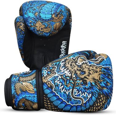 Боксерські рукавички BUDDHA FIGHT WEAR Dragon для тренувань і спарингів з муай-тай та кікбоксингу, унісекс, декілька кольорів, вага 300-360 г