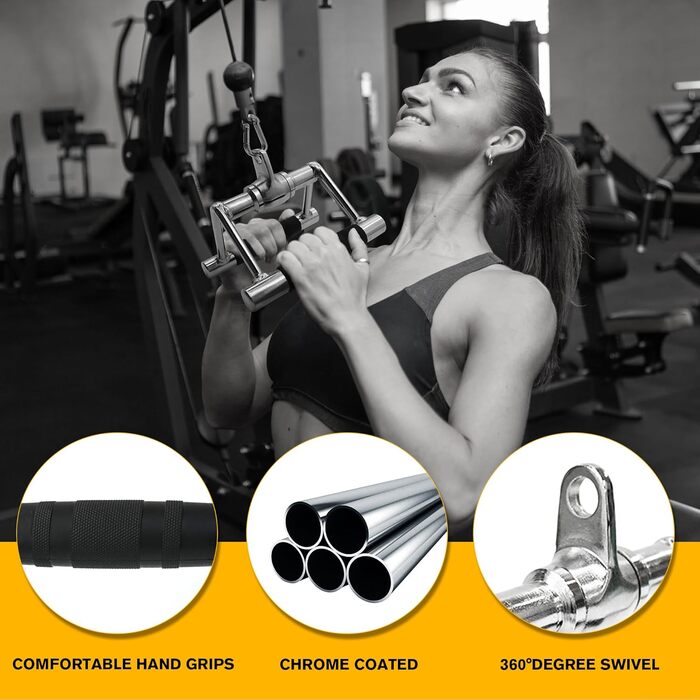 Насадка для блочної тяги ToughFit LAT Pulldown, V-гриф, подвійний D-гриф, трицепс-канат для домашнього тренажера, набір 3 в 1