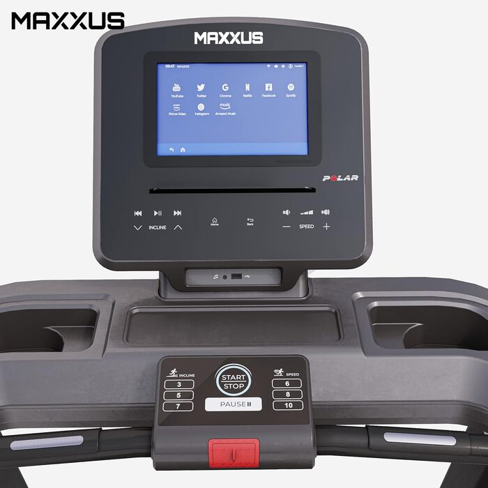 Бігова доріжка MAXXUS RunMaxx 7.4 - 20 км/год, 3 к.с., велика поверхня, сенсор, APP