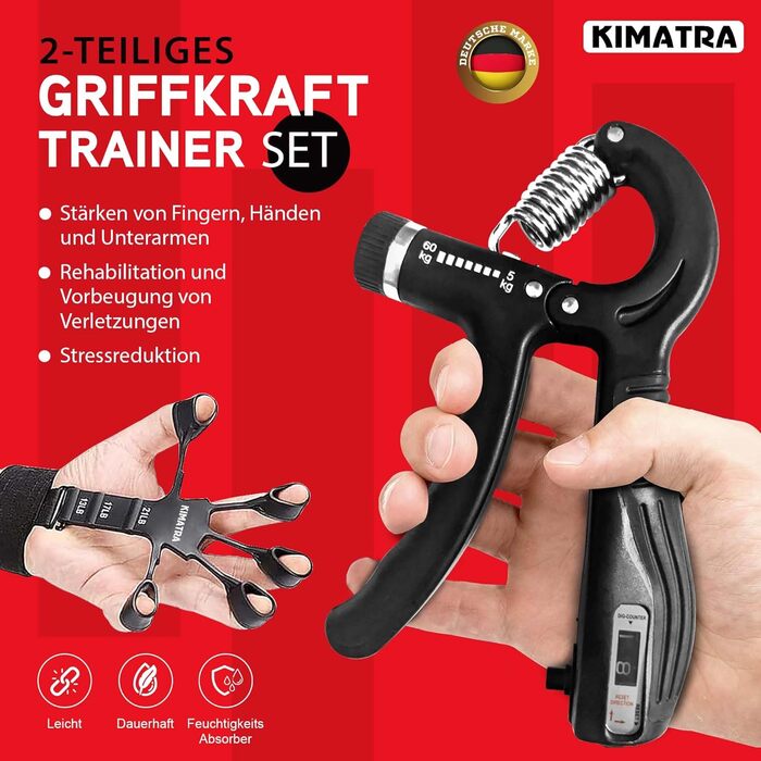 Набір тренажерів KIMATRA Grip 5-60kg - для рук і пальців з лічильником