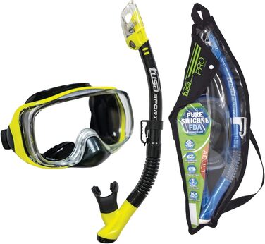 Суха сумка для підводного плавання - силіконовий чорний/жовтий, 3D Snorkel Set Mask