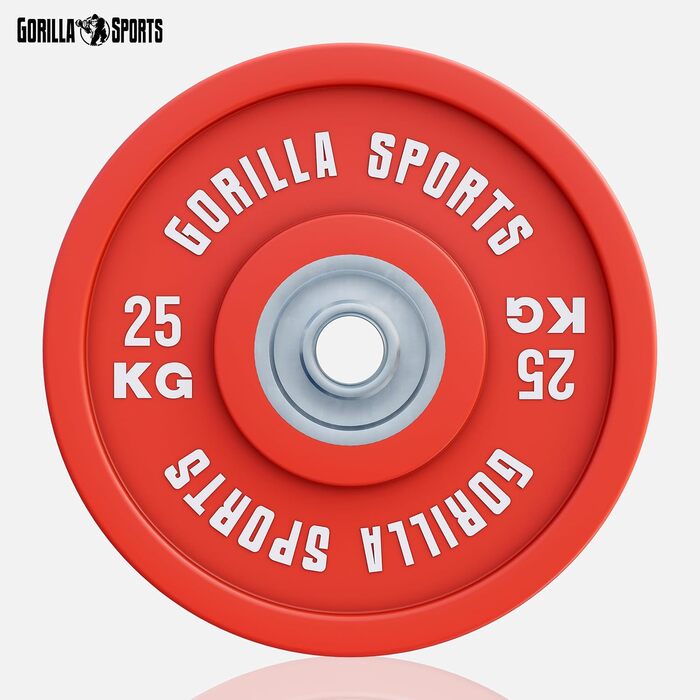 Пластини GORILLA SPORTS 5-25 кг, чавунні, прогумовані, олімпійські