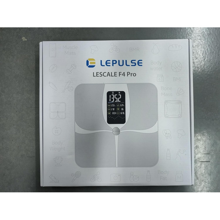 Ваги для жиру в організмі Lepulse F4 pro, акумуляторні, великий дисплей, ваги з жиром і м'язовою масою, ваги для ванної кімнати з аналізом жиру в організмі, тенденції, ваги тіла з додатком, ваги людей, 15 вимірювань тіла (білий)