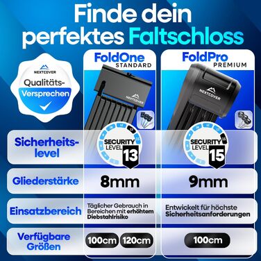 Складаний велосипедний замок FoldPro NEU, оригінал, із технологією SteelSecure 2.0, міцний замок-ланцюг для велосипеда з кріпленням, 100 см