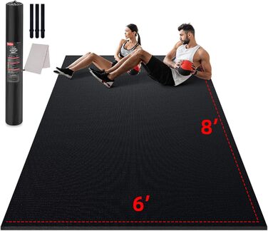 Килимок для йоги GymCope XXL 244x183см, 7мм, нековзний, чорний