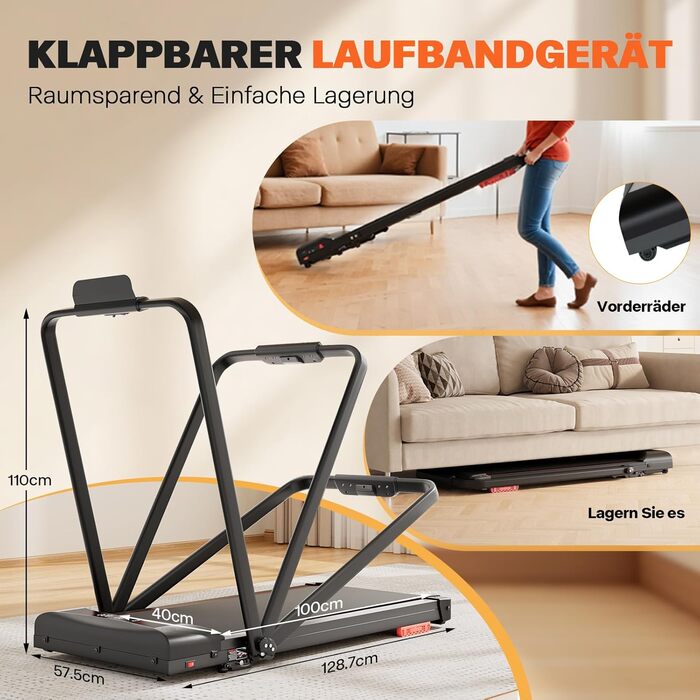Бігова доріжка для дому, складана, 3-в-1 Walking Pad із регульованими підлокітниками, 5% нахилом, пультом ДУ, LED-дисплеєм для ходьби, бігу, роботи вдома